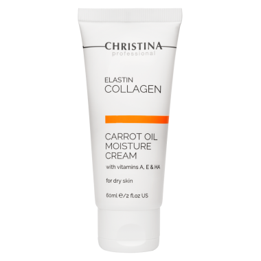 CHRISTINA ElastinCollagen Carrot Oil Moisture Cream with Vitamins A, E & HA for dry skin Увлажняющий крем с витаминами А, Е и гиалуроновой кислотой для сухой кожи «Эластин, коллаген, морковное масло», 60 мл