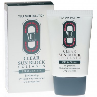 Yu.r Солнцезащитный крем для лица Clear Sun Block Collagen SPF 50+ 30 мл.